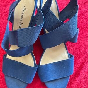 American Eagle Outfitters Blue Sandals with Crisscross Straps